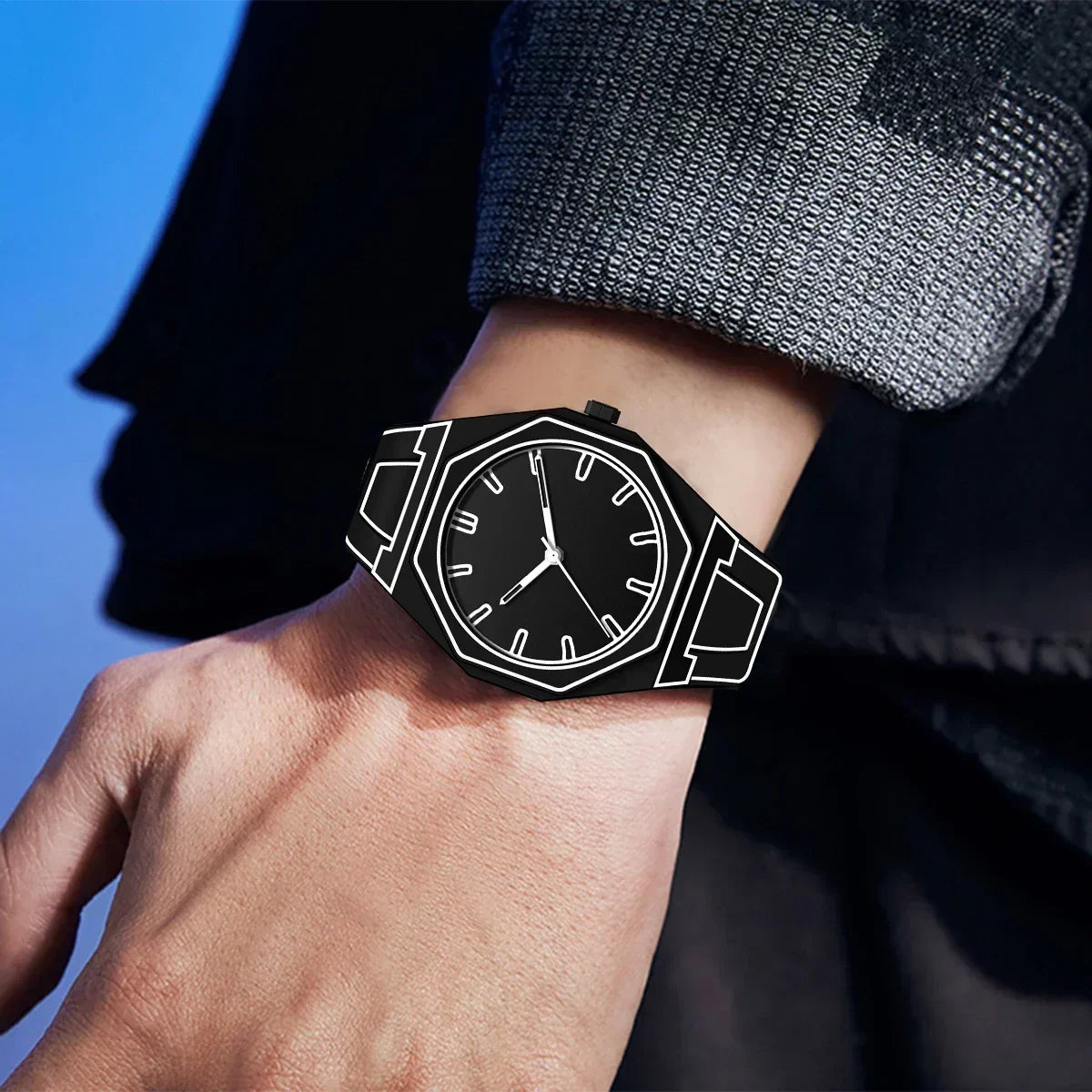 Relógio Vartelli PhantomLine preto no pulso masculino